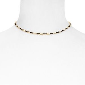 Cubic Zirconia clear/black gold tennis necklace/choker 14K over sterling silver